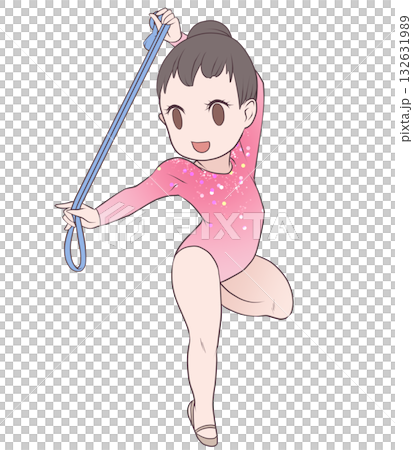 新体操をする若い女性選手。ロープの演技をする女子新体操選手。シンプルで可愛いクリップアート 新体操をする若い女性選手。ロープの演技をする女子新体操選手。シンプルで可愛いクリップアート 132631989