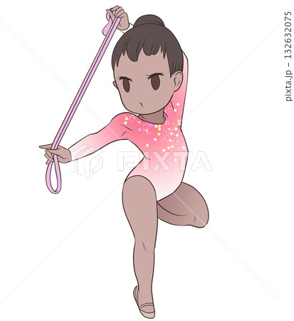 新体操をする若い女性選手。ロープの演技をする女子新体操選手。シンプルで可愛いクリップアート 新体操をする若い女性選手。ロープの演技をする女子新体操選手。シンプルで可愛いクリップアート 132632075