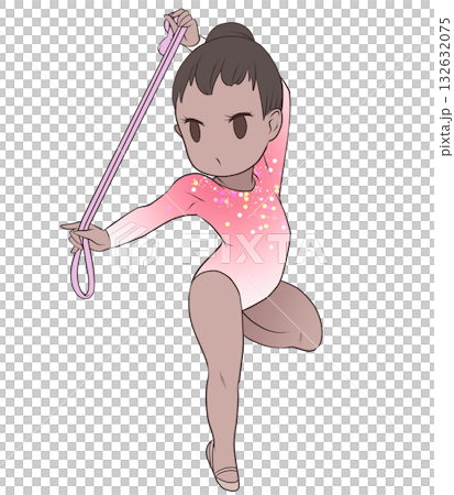 新体操をする若い女性選手。ロープの演技をする女子新体操選手。シンプルで可愛いクリップアート 新体操をする若い女性選手。ロープの演技をする女子新体操選手。シンプルで可愛いクリップアート 132632075