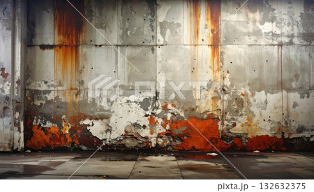 《AI画像》塗装が剥がれた古い壁 132632375