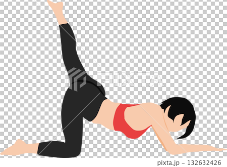 Illustration set of a woman on a diet (stretching) Illustration set of a woman on a diet (stretching) 132632426
