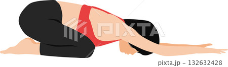 ダイエットする女性のイラストセット(ストレッチ) ダイエットする女性のイラストセット(ストレッチ) 132632428