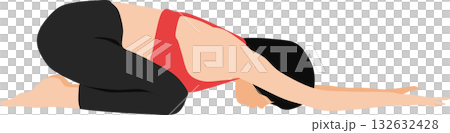 ダイエットする女性のイラストセット(ストレッチ) ダイエットする女性のイラストセット(ストレッチ) 132632428