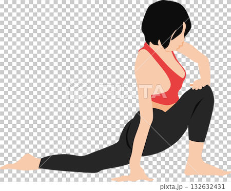 Illustration set of a woman on a diet (stretching) Illustration set of a woman on a diet (stretching) 132632431