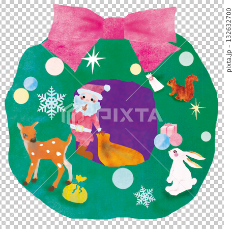 聖誕花圈和聖誕老人 聖誕花圈和聖誕老人 132632700