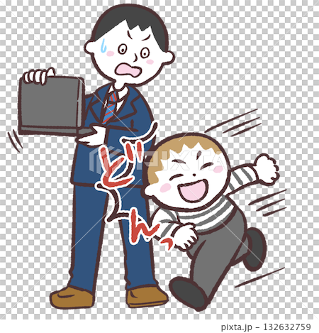 圖:一個奔跑的孩子撞到了一個男人 圖:一個奔跑的孩子撞到了一個男人 132632759