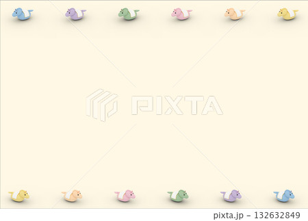 十二支・午のかわいい3Dイラスト（横フレーム・生成り背景） 132632849