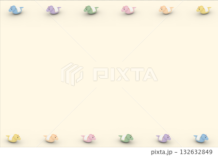 十二支・午のかわいい3Dイラスト（横フレーム・生成り背景） 132632849