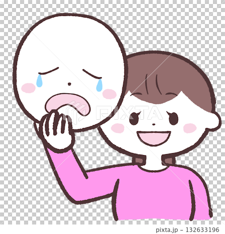 泣いてる仮面の下は笑っている女性のイラスト 泣いてる仮面の下は笑っている女性のイラスト 132633196