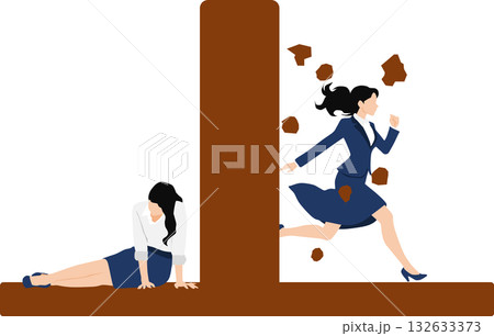 目標に向かって邁進するビジネスウーマンのイラスト 132633373