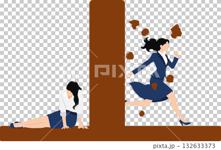 目標に向かって邁進するビジネスウーマンのイラスト 132633373