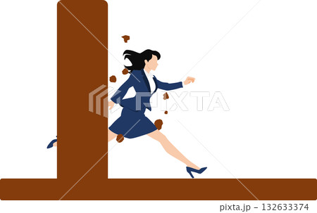 目標に向かって邁進するビジネスウーマンのイラスト 132633374