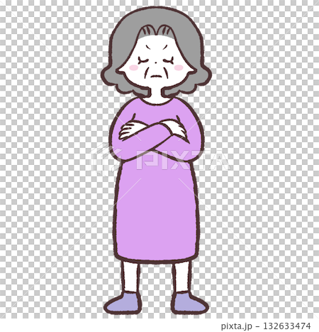 一位老年女性的站立姿勢插圖 132633474