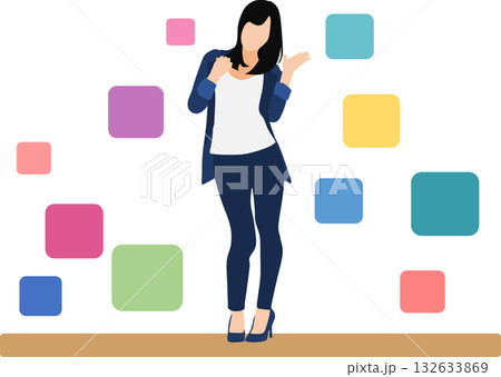 データを分析するビジネスウーマンのイラスト	 132633869