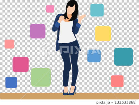 データを分析するビジネスウーマンのイラスト	 132633869