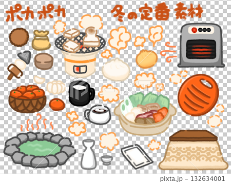 一系列溫暖的冬季用品 132634001