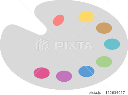 絵具のパレットのグラフィック素材イラスト	 132634037