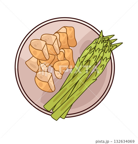 illustration of Chicken and Asparagus 132634069