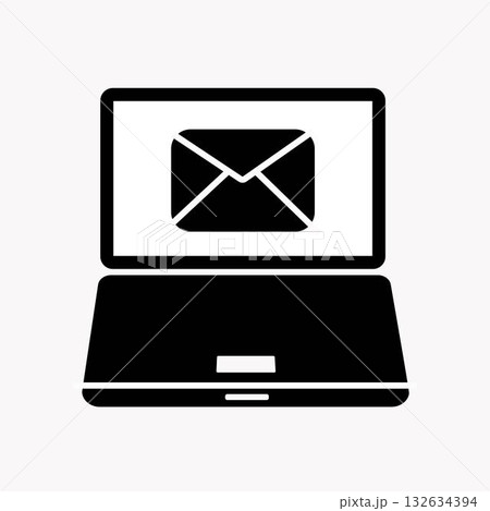 Inbox mail laptop icon illustration,vector message sign symbol Inbox mail laptop icon illustration,vector message sign symbol 132634394
