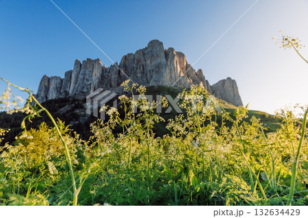 Natural park Bolshoy Tkhach in summer with morning sunlight 132634429