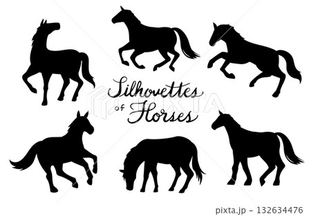 馬のシルエットイラストセット 132634476