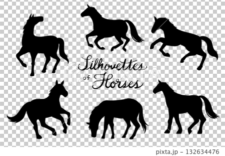 馬のシルエットイラストセット 132634476