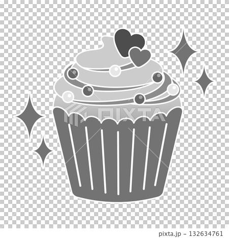 カップケーキ（モノクロ・白フチ） 132634761