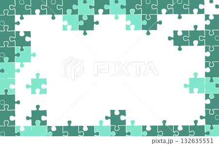 緑色のジグソーパズルフレームイラスト 132635551