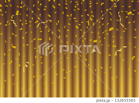 金色の幕　金のカーテン　紙吹雪（ヨコ） 132635565