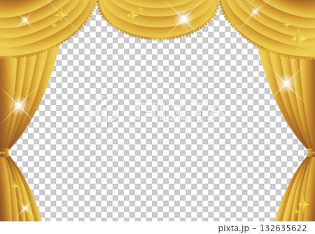 Golden curtain, golden curtain, golden curtain stage (horizontal) background white Golden curtain, golden curtain, golden curtain stage (horizontal) background white 132635622