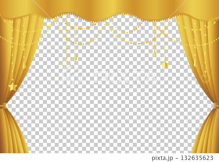 Golden curtain, golden curtain, golden curtain stage (horizontal) background white 132635623