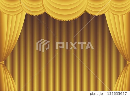 金色の幕　金のカーテン　金色の幕の舞台（ヨコ） 132635627