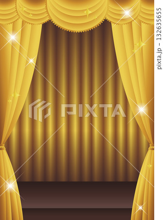 金色の幕　金のカーテン　金色の幕の舞台（タテ） 132635655