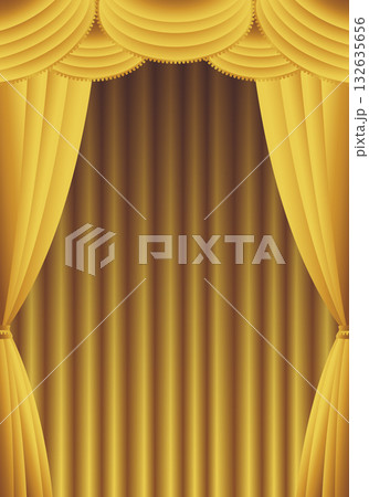 金色の幕　金のカーテン　金色の幕の舞台（タテ） 132635656