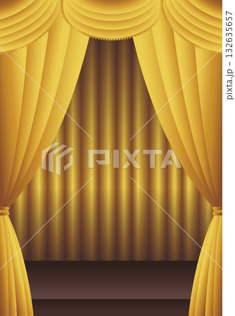 金色の幕 金のカーテン 金色の幕の舞台(タテ) 金色の幕 金のカーテン 金色の幕の舞台(タテ) 132635657