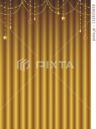 金色の幕　金のカーテン　金色の幕の舞台（タテ） 132635659