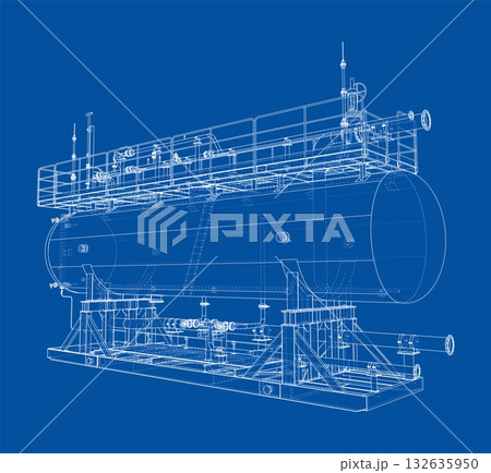 Industrial Tank Blueprint. Vector 132635950