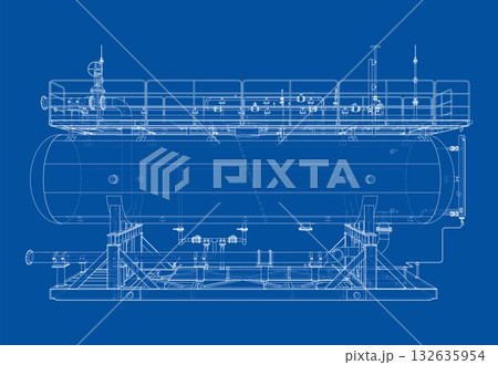 Industrial Tank Blueprint. Vector Industrial Tank Blueprint. Vector 132635954