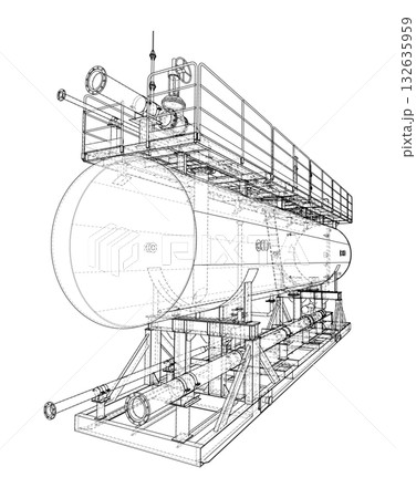 Industrial Tank Blueprint. Vector Industrial Tank Blueprint. Vector 132635959
