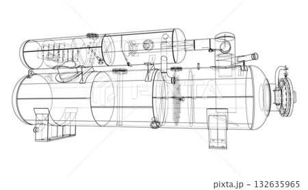 Industrial Tank Blueprint. Vector 132635965