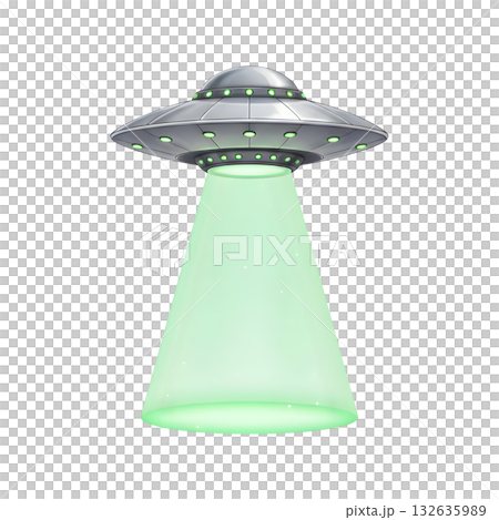 UFO spaceship with light beam illustration design UFO spaceship with light beam illustration design 132635989