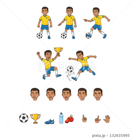 Set of football player character. illustration design 132635995