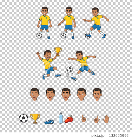Set of football player character. illustration design 132635995