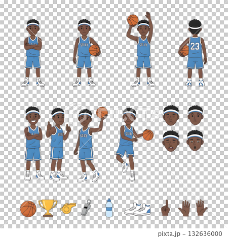 Set of Basketball elements. Character illustration design. 132636000