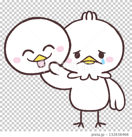 一隻哭泣的白鳥叼著一個微笑的面具的插圖 132636466