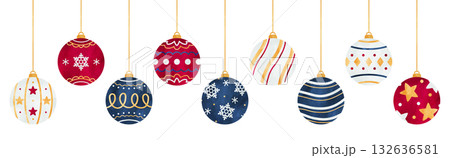 オーナメントの手描き水彩イラスト 132636581