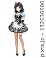 チェッカードメイドのウィンクポーズ 132636606