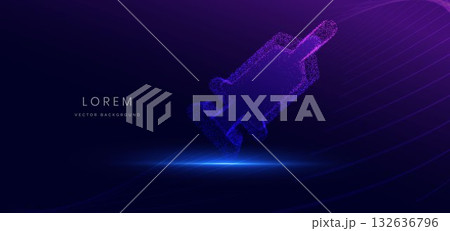 Particle glowing Syringe icon on dark background. Technology futuristic medical concept. 132636796