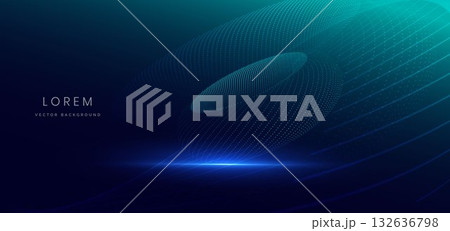 Particle futuristic tech on dark blue background. Technology data communication concept. Particle futuristic tech on dark blue background. Technology data communication concept. 132636798