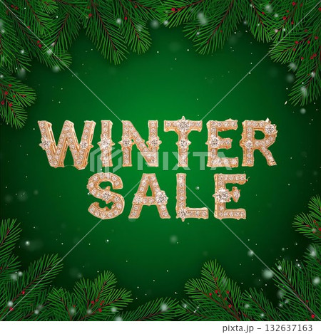 Winter Sale　ロゴ ゴールド ジュエリー風 ダイヤ入り 高級感 　バナー用 132637163
